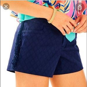 Lilly Pulitzer Ellie Navy Fringe Shorts 10